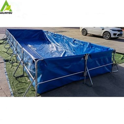 Customize  Galvanized Steel Pipe Frame PVC Tarpaulin Fish tank Mobile Biofloc Fish Farming Tank 40000Liters