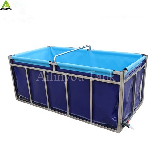 Wholesale Custom Pvc Tarpaulin Coated Fish Pond  Aquaculture Fish Farming Large Tanks For Farming Fish