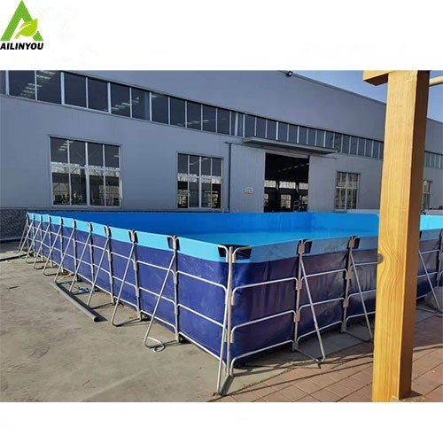 Collapsible Pvc Folding Plastic Frame Indoor Fish Farming Tanks 10000 L  Aquaculture Biofloc Pvc Coated Fish Farming Tan