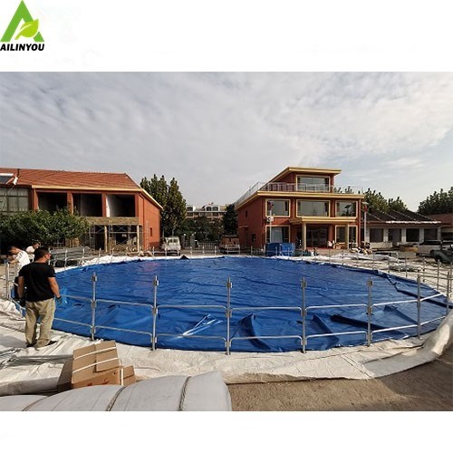 Eco Friendly Pvc Portable Fish Tarpaulin Pond Farm Tank With Frame Wholesale Collapsible Round Tarpaulin Fish Pond Farmi